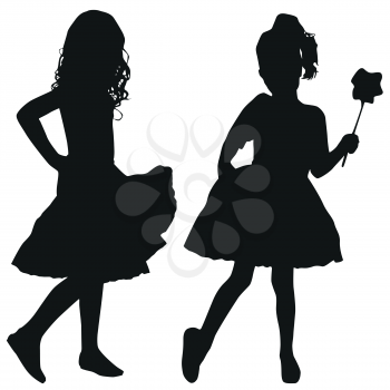 Silhouettes of two girls