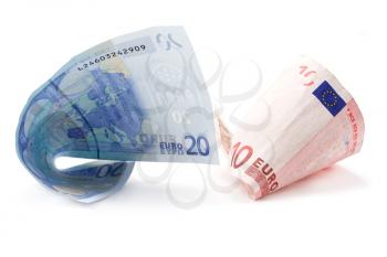 Royalty Free Photo of Two Bills of Euros