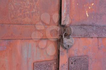 Royalty Free Photo of a Set of Locked Iron Gates