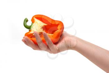 Royalty Free Photo of a Person Holding a Pepper