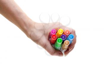 Royalty Free Photo of a Person Holding Markers