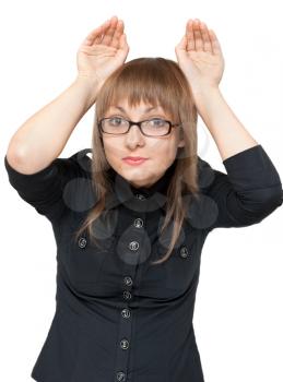 Royalty Free Photo of a Woman Making a Funny Gesture
