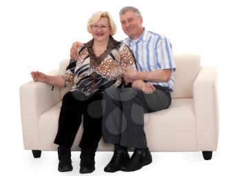 Royalty Free Photo of a Couple Sitting on a Couch