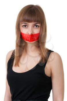 Royalty Free Photo of a Girl With Her Mouth Sealed