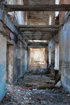 corridor in an old abandoned building