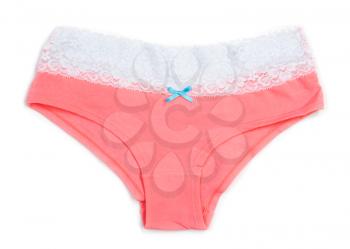 Women lacy pink panties on a white background