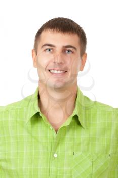 portrait of a handsome young man enjoying over white background