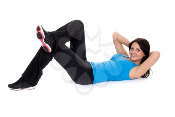 beautiful girl in sportswear doing exercise