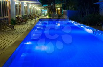pool at night with blue backlight in Thailand