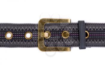 fashion fabric belt with metal buckle on white