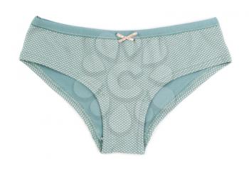 Cotton panties simple green polka dots. Isolate on white.