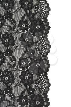 black openwork lace isolated on white background