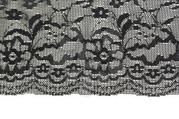 Black openwork lace isolated on white background