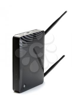 Wireless router for internet connections. Isolate on white