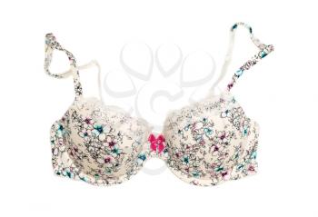 Light bra with floral pattern. Isolate on white.