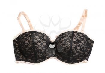 Black with beige bra straps. Isolate on white.