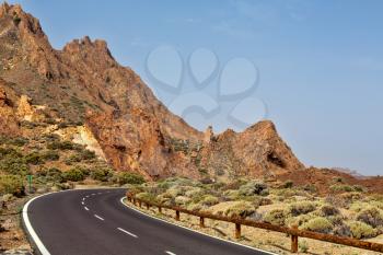 Road to volcano Teide at Tenerife island.