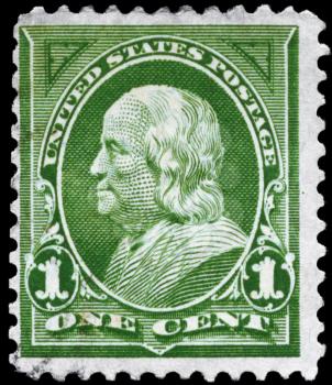 Royalty Free Photo of a Stamp Printed in the USA of a Benjamin Franklin (1706-1790), Series, Circa 1898