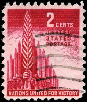Royalty Free Photo of a 1943 Stamp Showing the Allegory of Victory