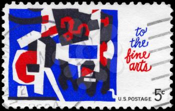 Royalty Free Photo of 1964 US Stamp Shows the Abstract Design by Stuart Davis, Fine Arts Issue