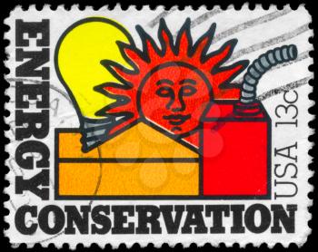 Royalty Free Photo of 1977 US Stamp Shows the Conservation of Nation's Energy Resources, Energy Issue