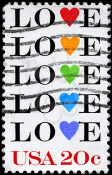 Royalty Free Photo of 1984 US Stamp Shows Love Symbols