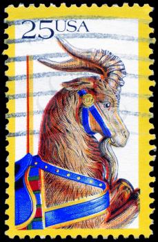Royalty Free Photo of 1988 US Stamp Shows the Goat, Carousel Animals, Folk Art