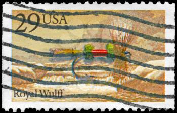Royalty Free Photo of 1991 US Stamp Shows the Royal Wulff Fly, Fishing Flies