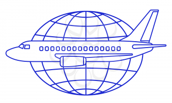 Illustration of the contour aeroplane and globe