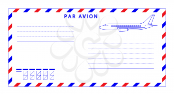 Illustration of the airmail envelope with aeroplane