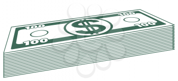 Illustration of the abstract paper dollar currency bundle