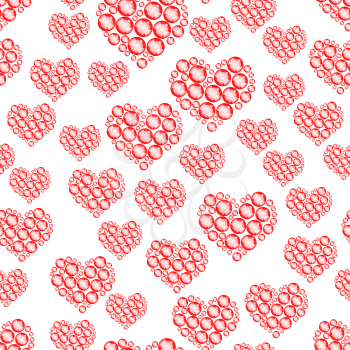Seamless pattern of the abstract bubble valentine hearts