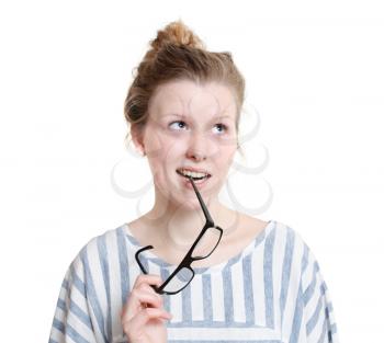 Royalty Free Photo of a Girl Holding Glasses
