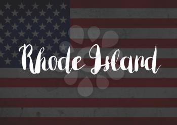  Rhode Island written on flag