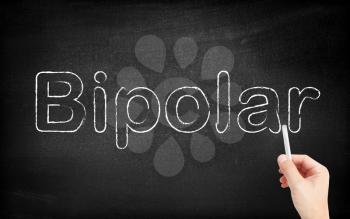 Bipolar written on white blackboard