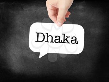 Dhaka written on a speechbubble