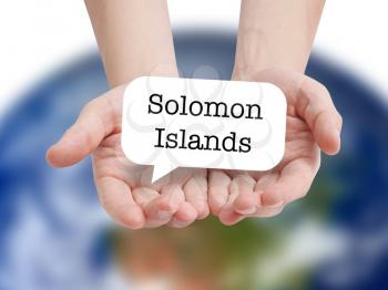 Solomon Islands written on a speechbubble