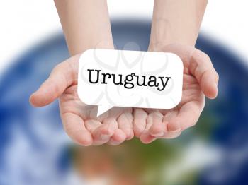 Uruguay written on a speechbubble