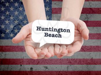 Huntington Beach written in a speechbubble
