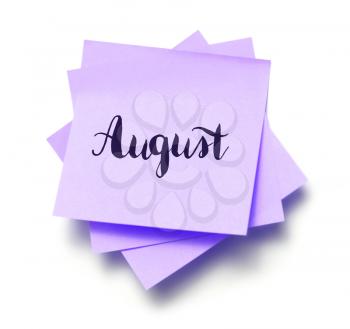 August written on a note
