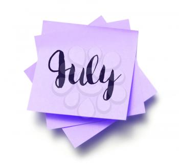 July written on a note