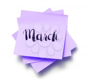 March written on a note