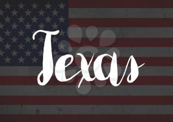Texas written on flag