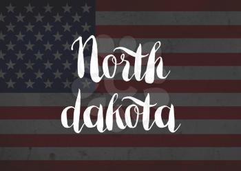 North Dakota written on flag