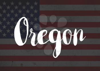 Oregon written on flag