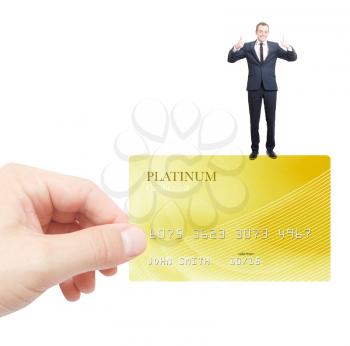 Holding credit card with businessman