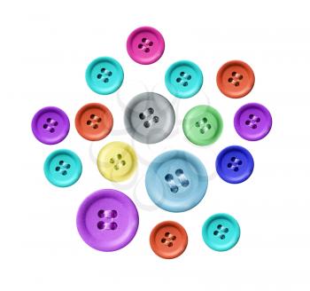 Colourful buttons on white
