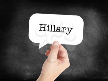 Hillary written in a speechbubble 