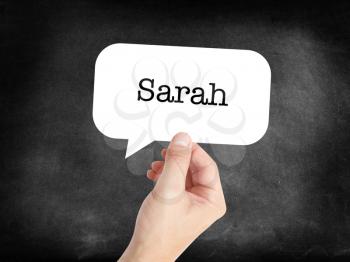 Sarah written in a speechbubble 
