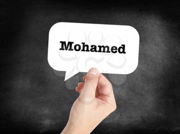 Mohamed written in a speechbubble 